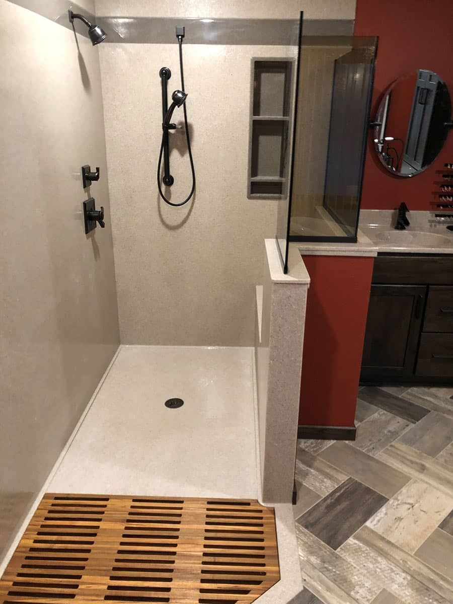 Solid Surface Shower Wall Panel & Base Kits - Innovate Building Solutions