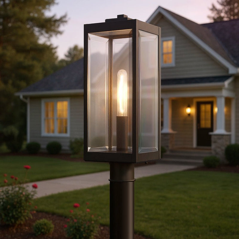 UQL1353 Modern Farmhouse Outdoor Post/Pier Light, 20.5'H x 7'W, Estate Bronze Finish, Quincy Collection