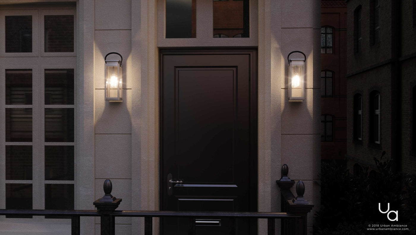 Urban Ambiance Luxury Modern Farmhouse Outdoor Wall Light, 19-3/8'H x 7-7/8'W, Stainless Steel Finish, UHP1131