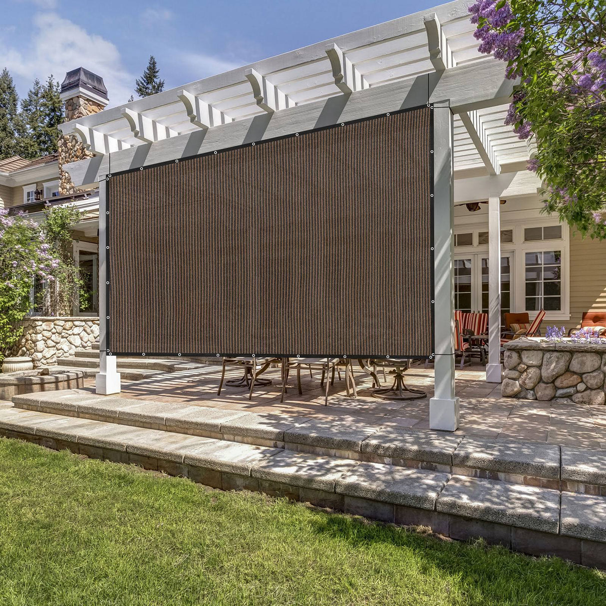 Vicllax Shade Fabric Sun Shade Cloth Privacy Screen with Grommets for Patio Garden Pergola Cover Canopy, Mocha