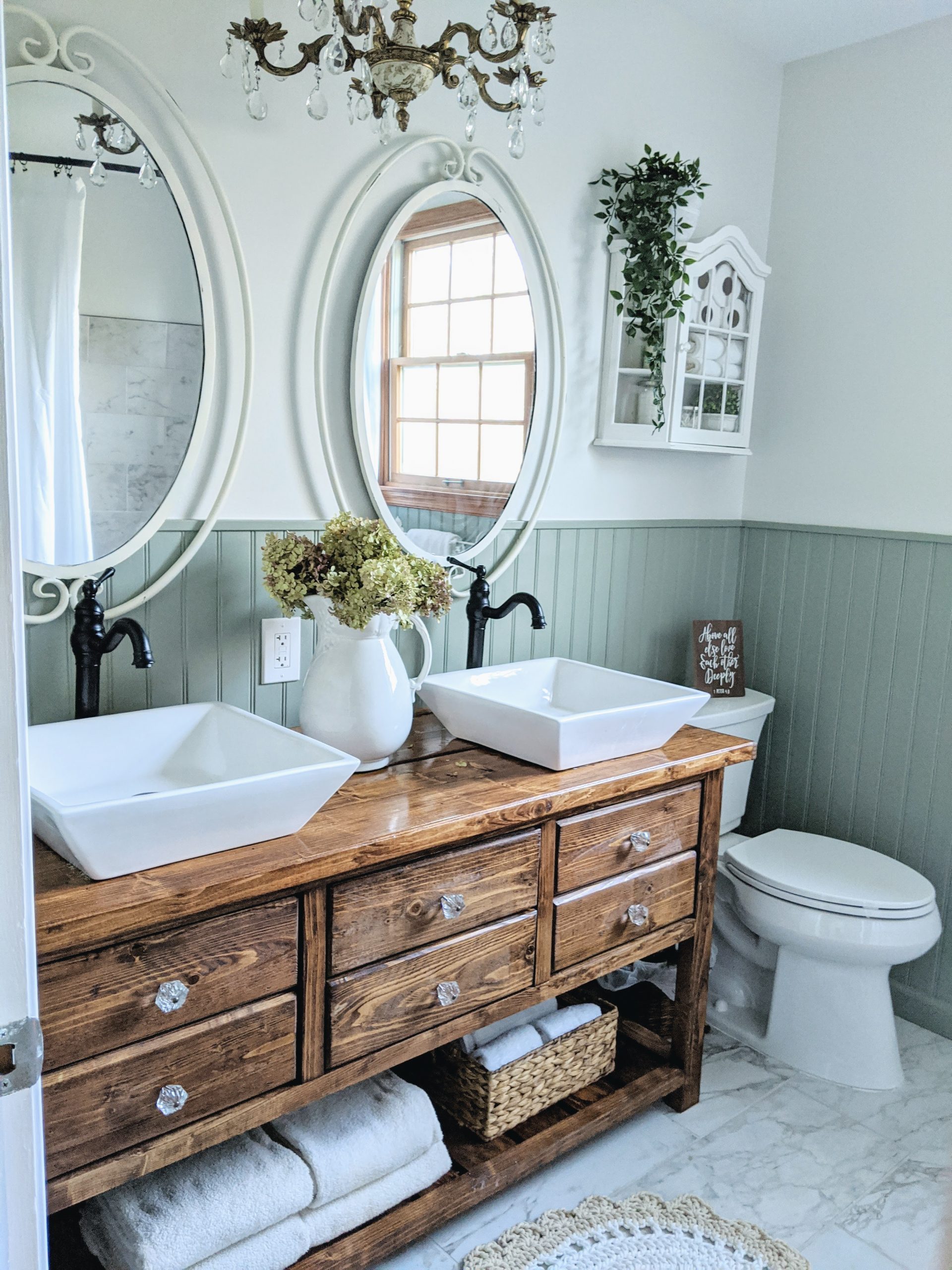 Vintage Chic Small Bathroom Remodel, Budget Friendly Before and After Reveal - Joyfully Treasured