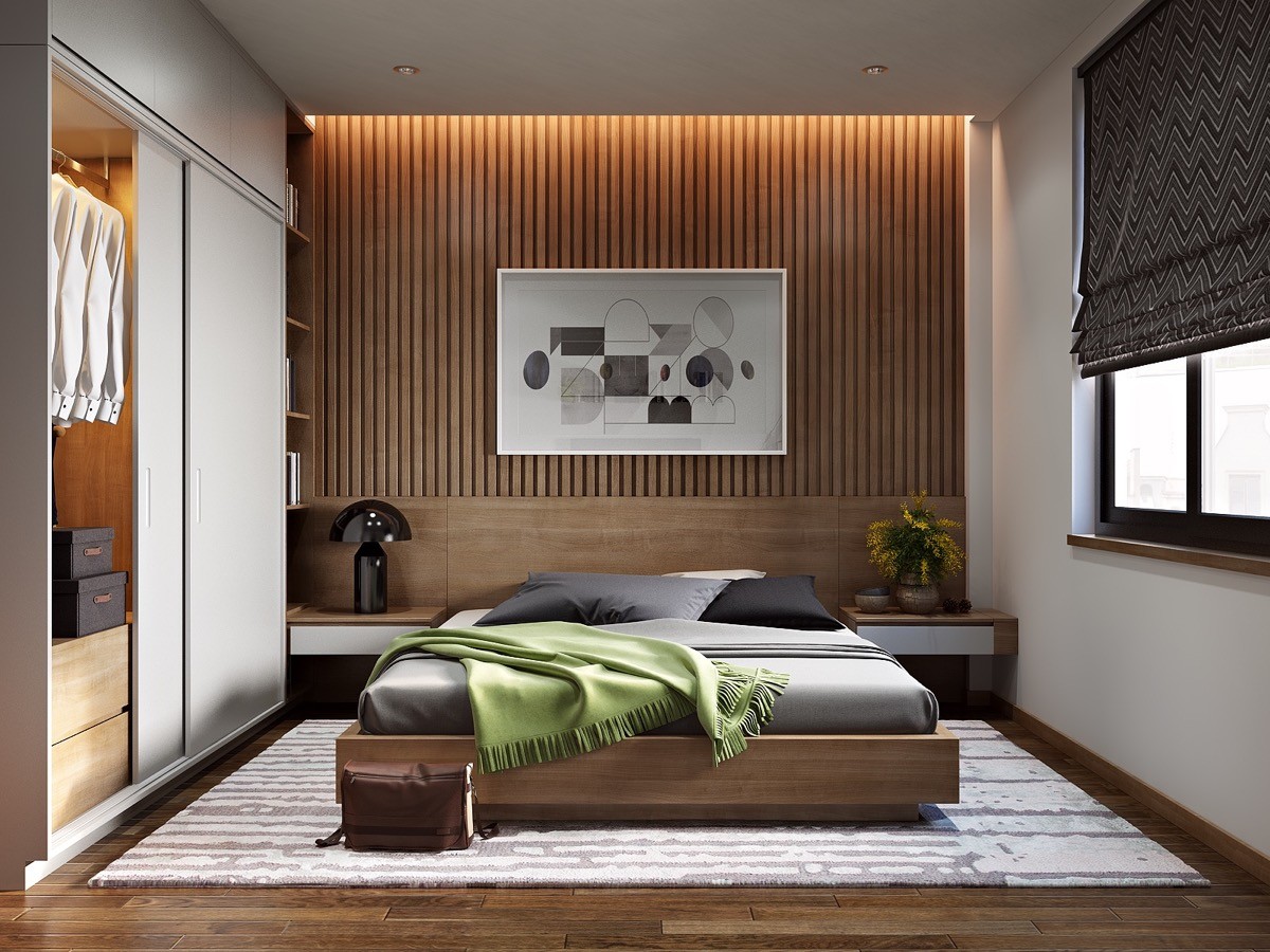25 Beautiful Examples Of Bedroom Accent Walls That Use Slats To Look Awesome