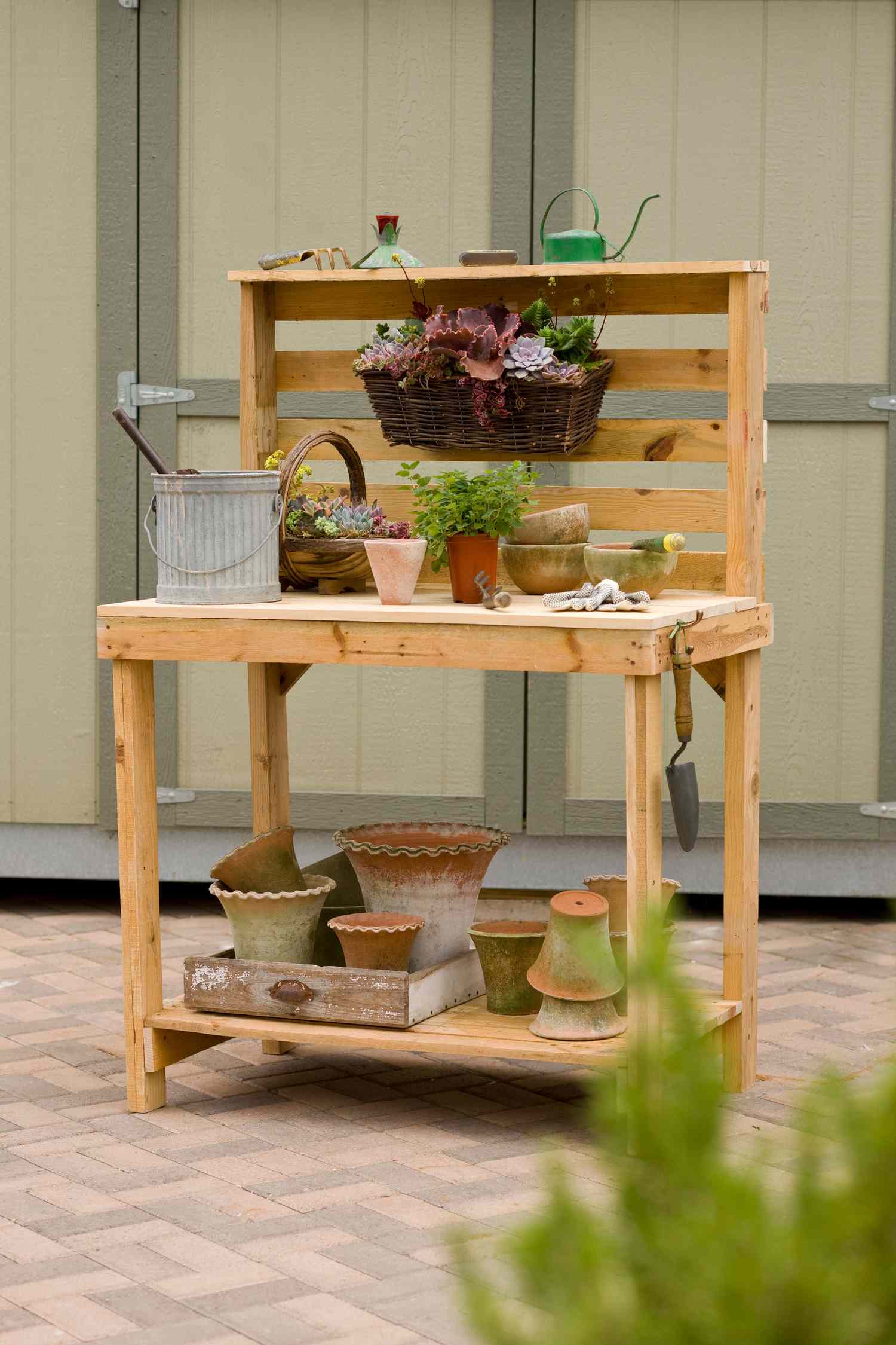34 Ideas for Potting Benches with Storage