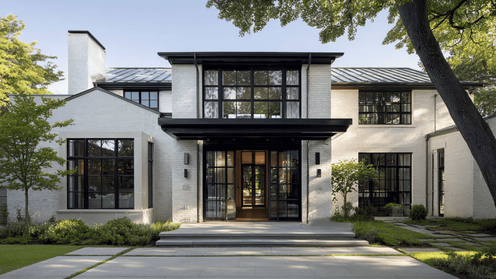 35 Stunning Ideas for White Houses With Black Windows. - Le Meridien Chambers