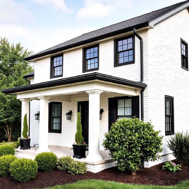 45 Best White Exterior Homes With Black Trim (Simple but Stylish)