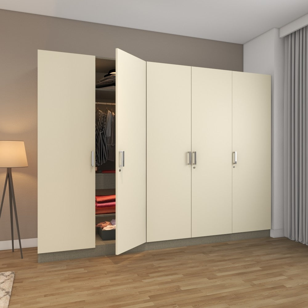 A 5-Door Wardrobe In Frosty White Laminate – Qarpentri