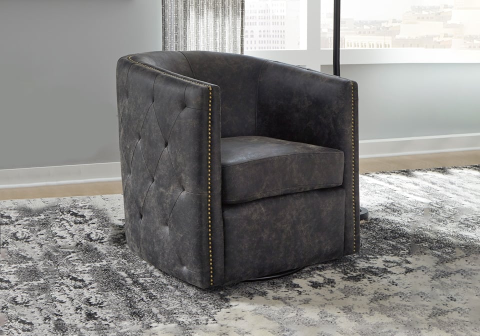 Ashley Brentlow Distressed Black Swivel Accent Chair