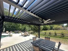 Custom Louvered Roof Pergola with Motorized Screens