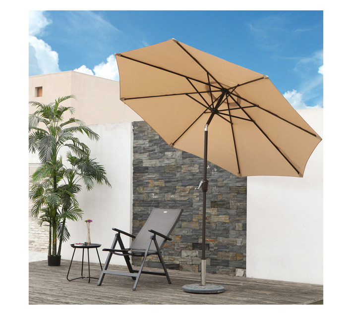 Elegant 2.7 M Champagne Patio Umbrella with Tilt and Crank (Base Sold Separately) UV Garden Parasol Builders | Outdoor Garden and Patio for Sale