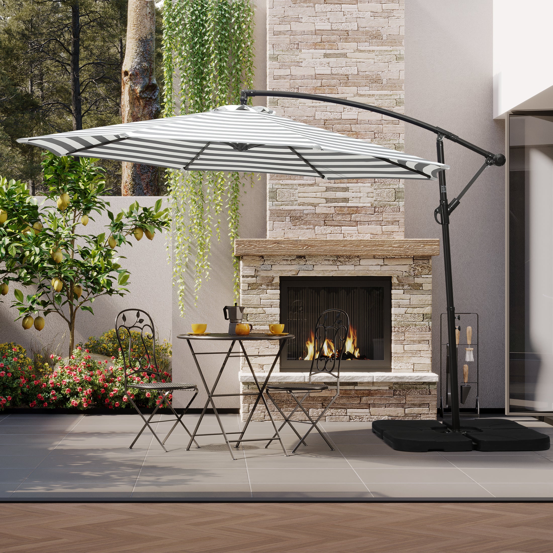 ELM 10' Ft Cantilever Offset Outdoor Patio Umbrella, Beige