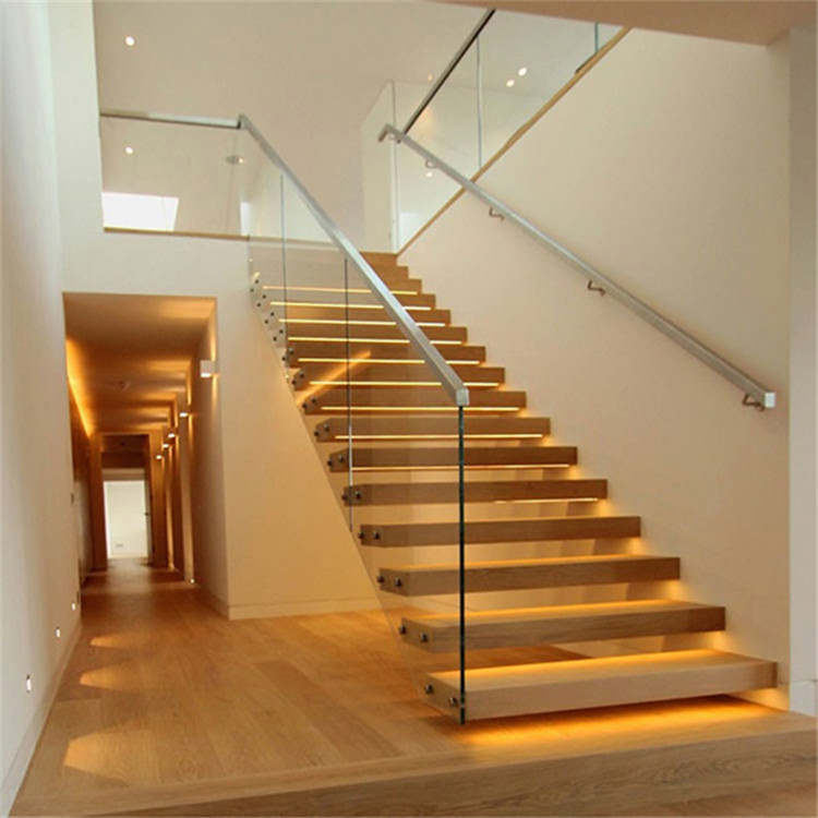 Floating glass staircase cost invisible stringer stairs modern wood tread design
