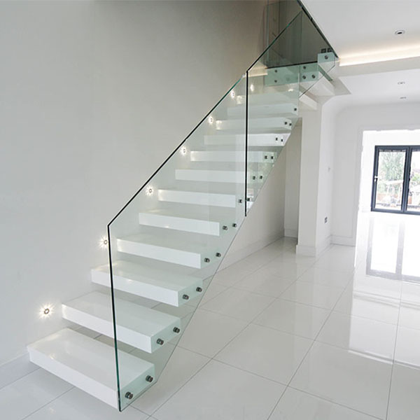 Floating glass staircase cost invisible stringer stairs modern wood tread design