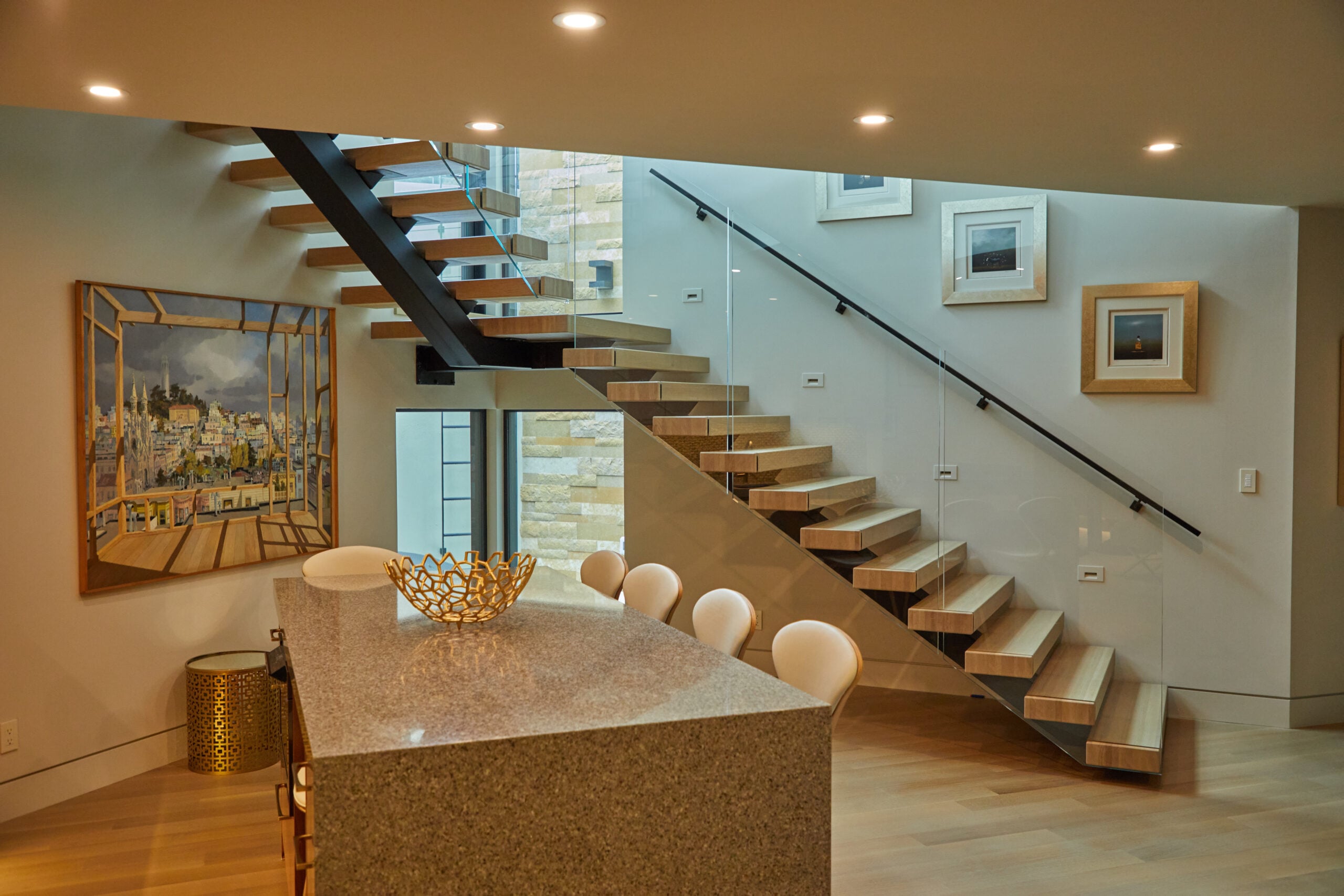 Floating Stairs with Minimalist Glass Railing - Viewrail