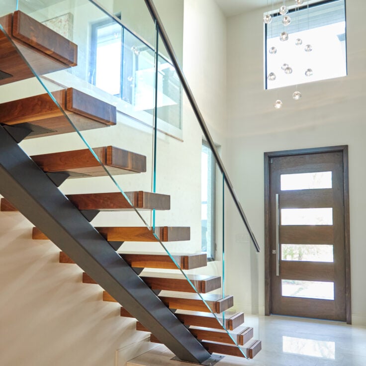 Floating Stairs with Vedera Glass Railing - Viewrail
