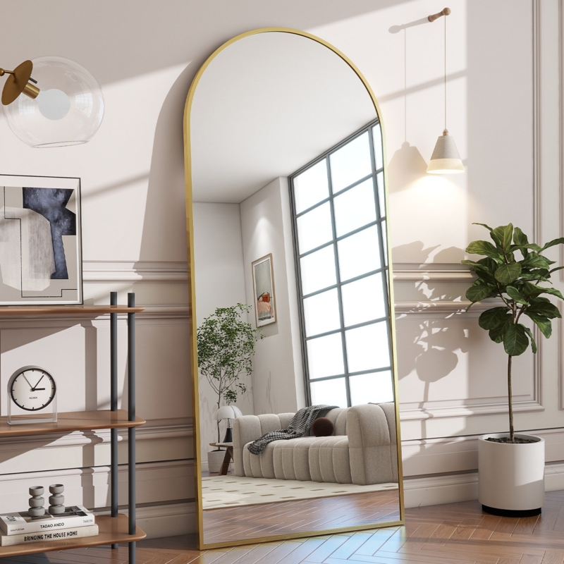 Full Length Mirror Arch Floor Mirror Wall Mirror Hanging Or Leaning Arched-Top Full Body Mirror With Stand For Bedroom, Dressing Room | Foter