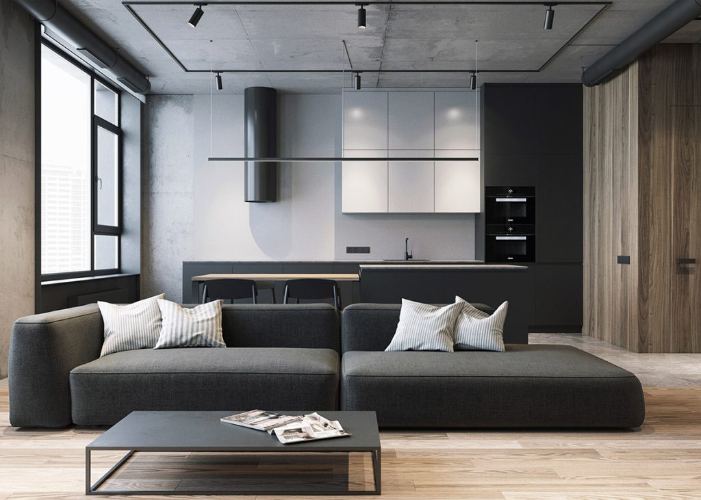 Grey, Raw, Masculine Interiors
