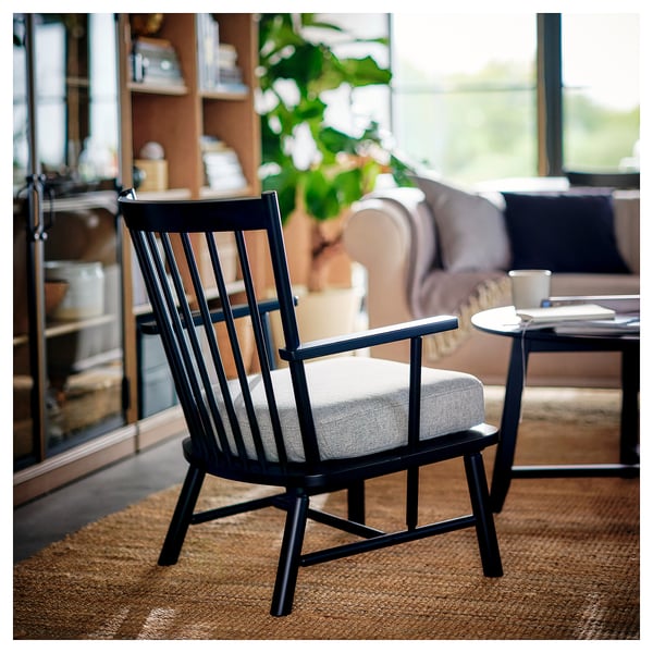 IKEA PERSBOL armchair, black/Tibbleby beige/gray, Width: 27 1/8
