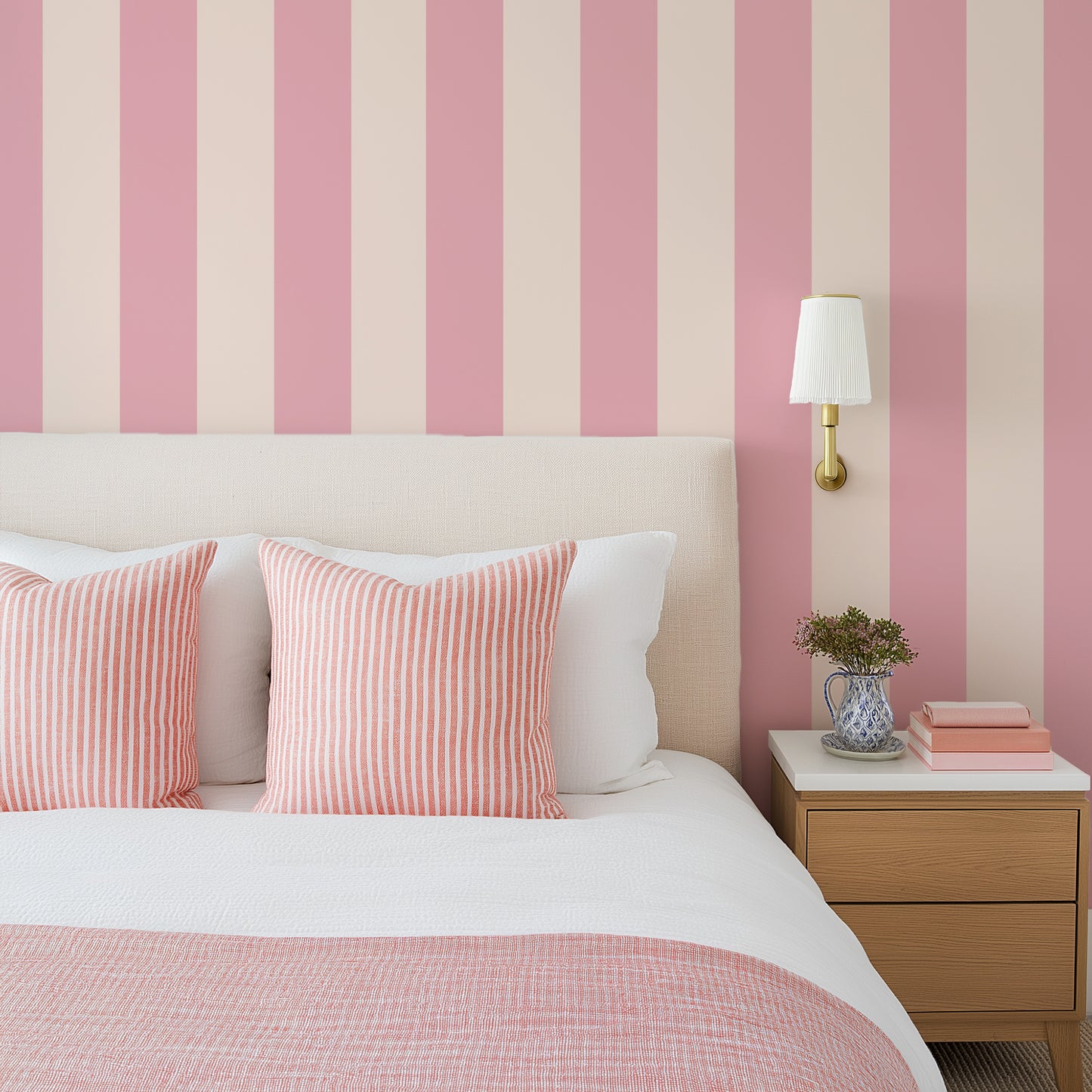 * IN STOCK SALE* Stately Stripe Sugar Pink Wallpaper
