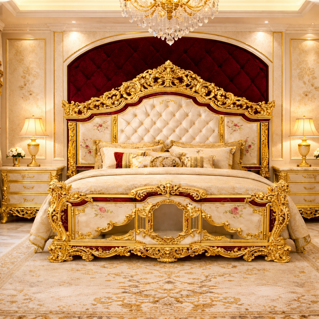 Luxurious Turkish Style High Back Double Bed With Wardrobe & Dresser Factory Price Australia Sale at ₹ 100000/piece in Patiala | ID: 2859036574748