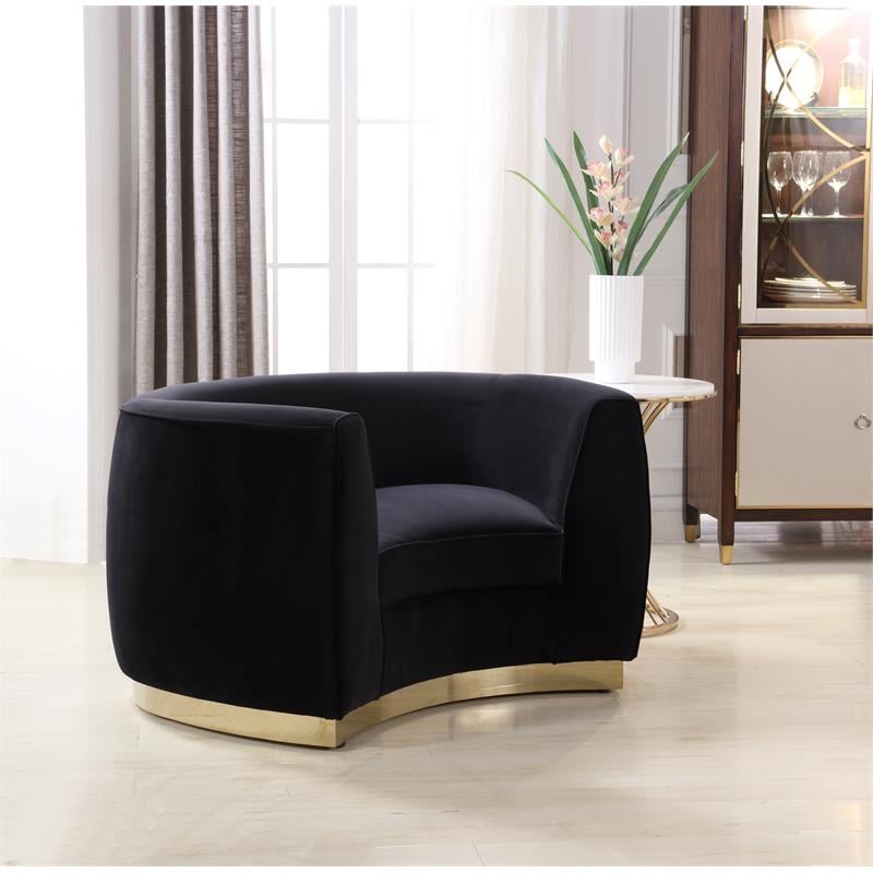 Meridian Furniture Julian Velvet Accent Chair in Black and Gold