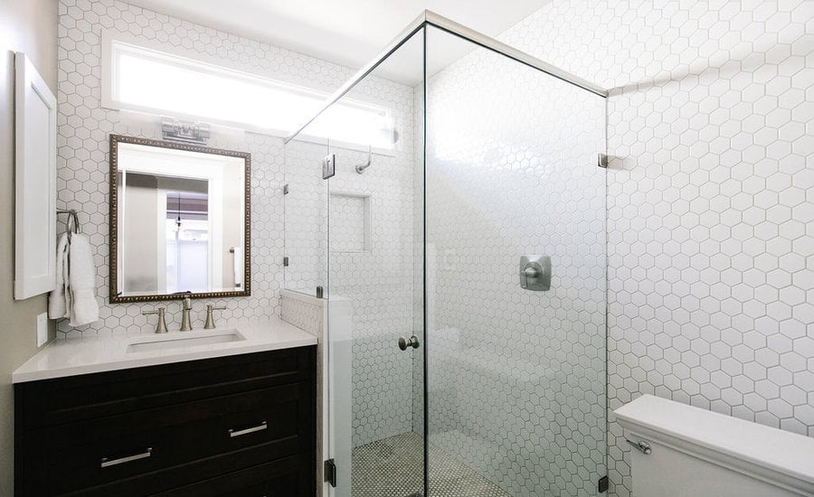 Mixed Metal Marble Hexagon Primary Bathroom by The Phinery - The Phinery