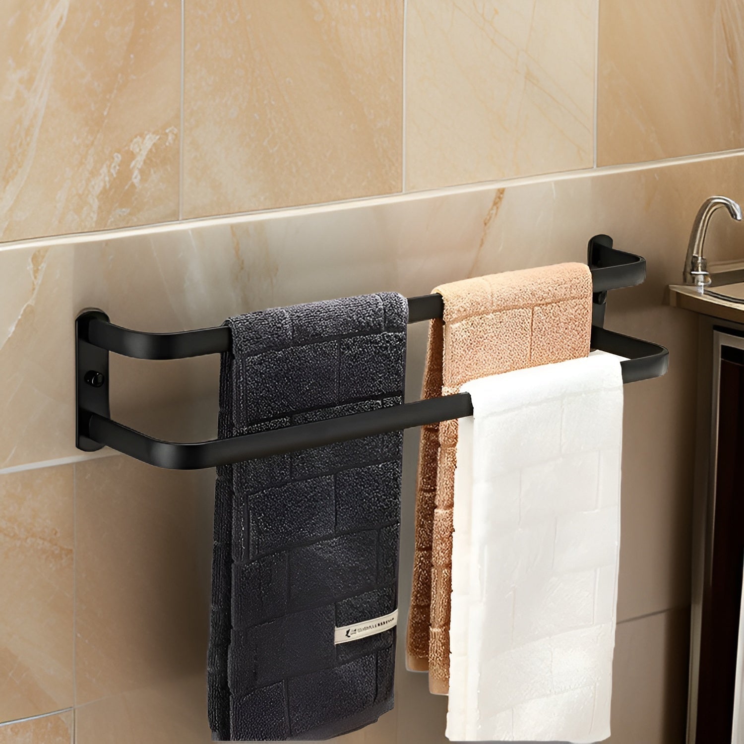 Neyora | Wall Towel Rack – Durable Elegance in Aluminum - 40 cm / 2 levels