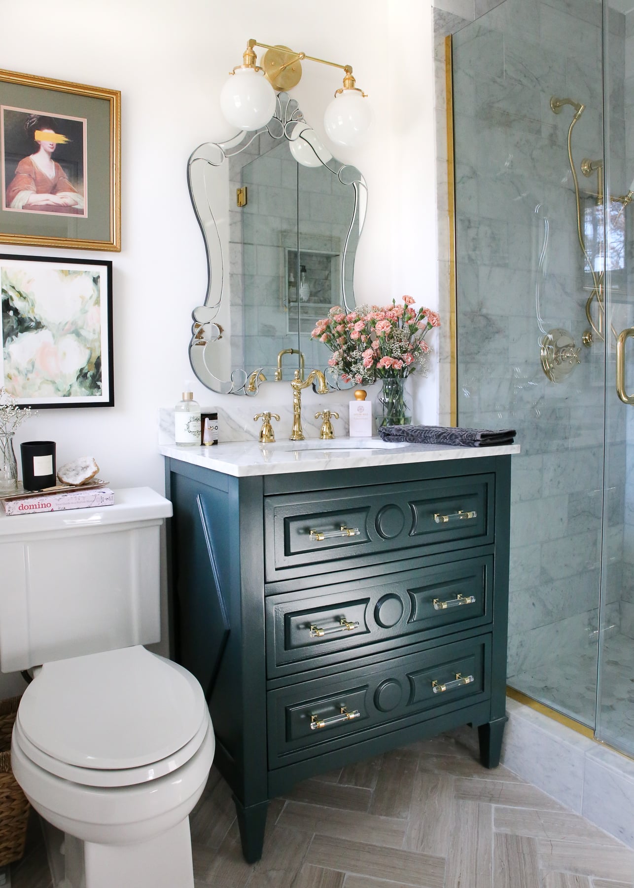 One Room Challenge, The Reveal: A Small Luxe Parisian Master Bathroom - A Glass of Bovino