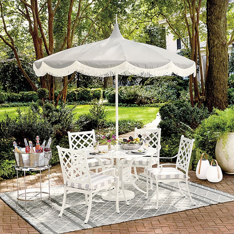 Pacific Pagoda 8.5 ft Umbrella with Fringe Edge
