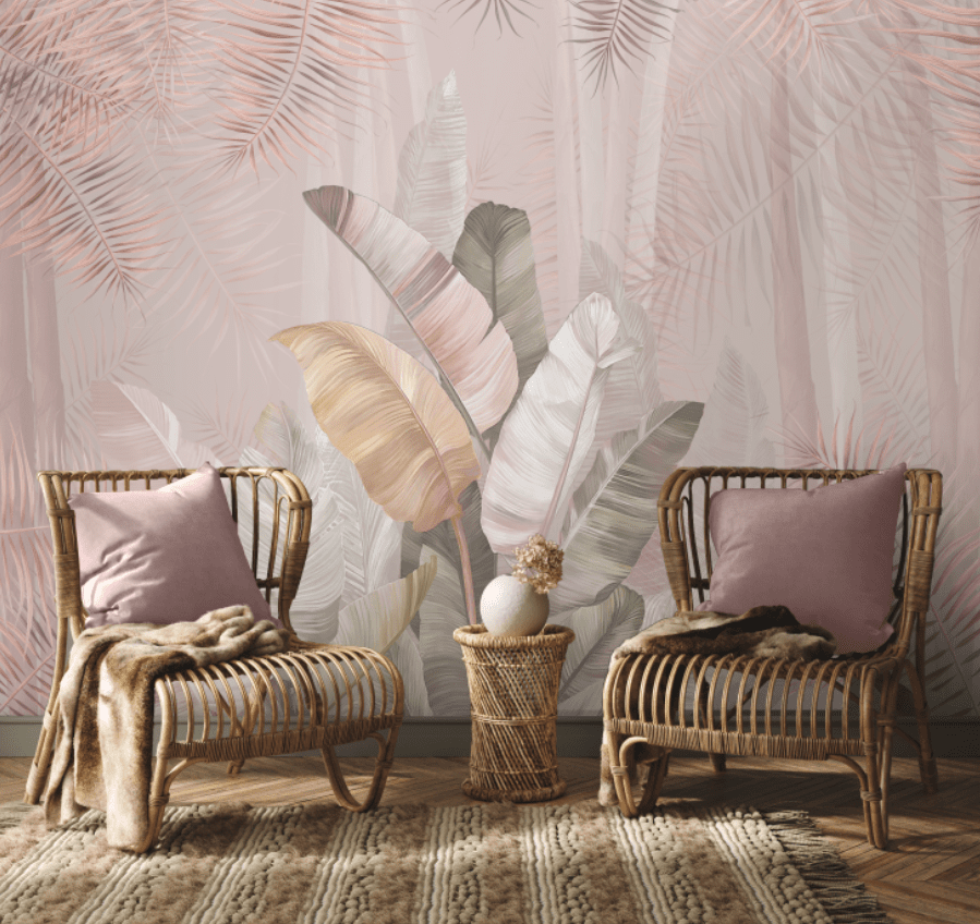 Pallav Tropical Wallpaper, Champagne Pink | Life n Colors