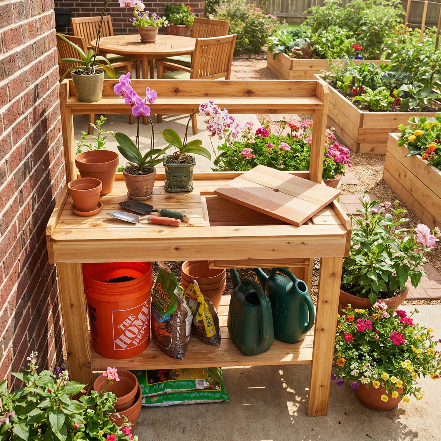 Plants Arbor With Two Benches Outdoor Living Today 4' X 2' Potting Bench