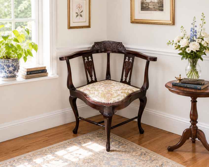 Quality Antique Victorian Carved Mahogany Desk Chair | Vinterior