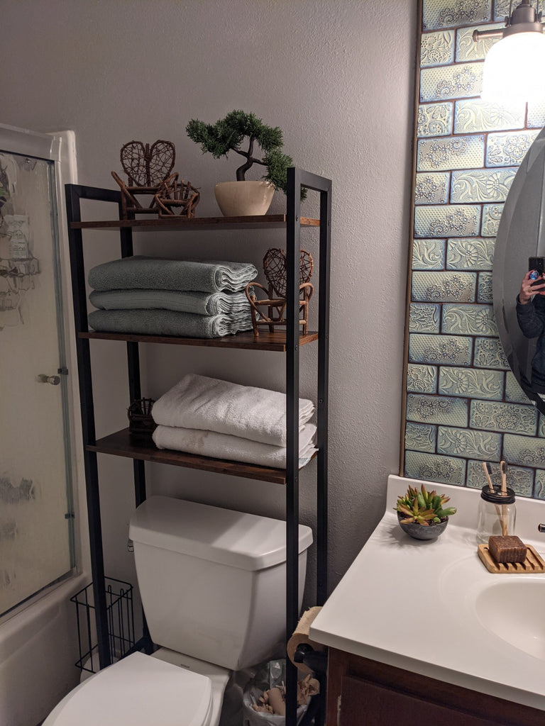 Towel Bar And Shelf Above Toilet Over The Toilet Storage Solutions Driven By Decor