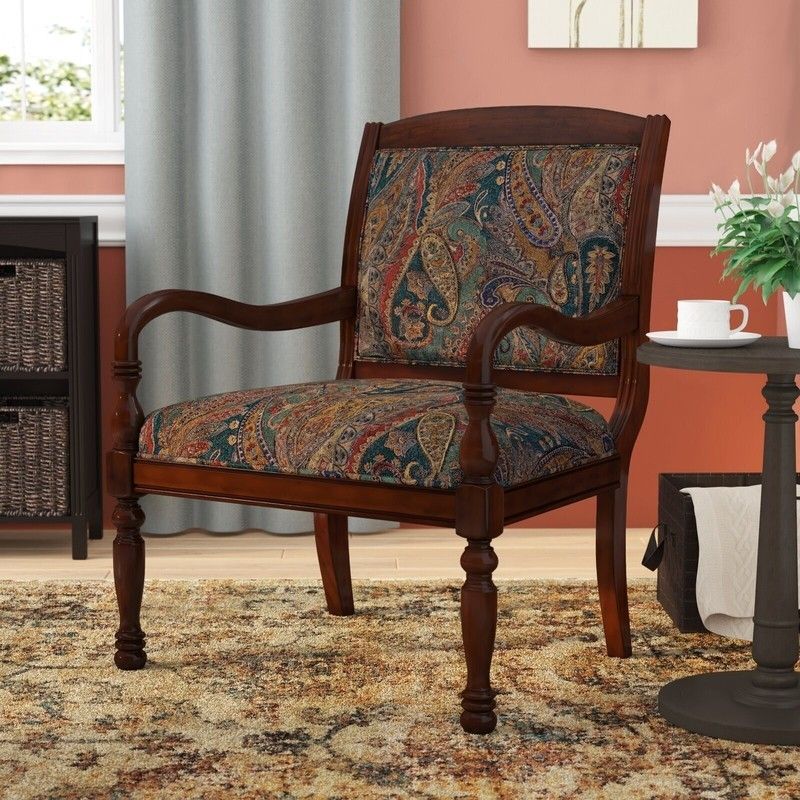 Victorian chair with a multi color pattern | Foter