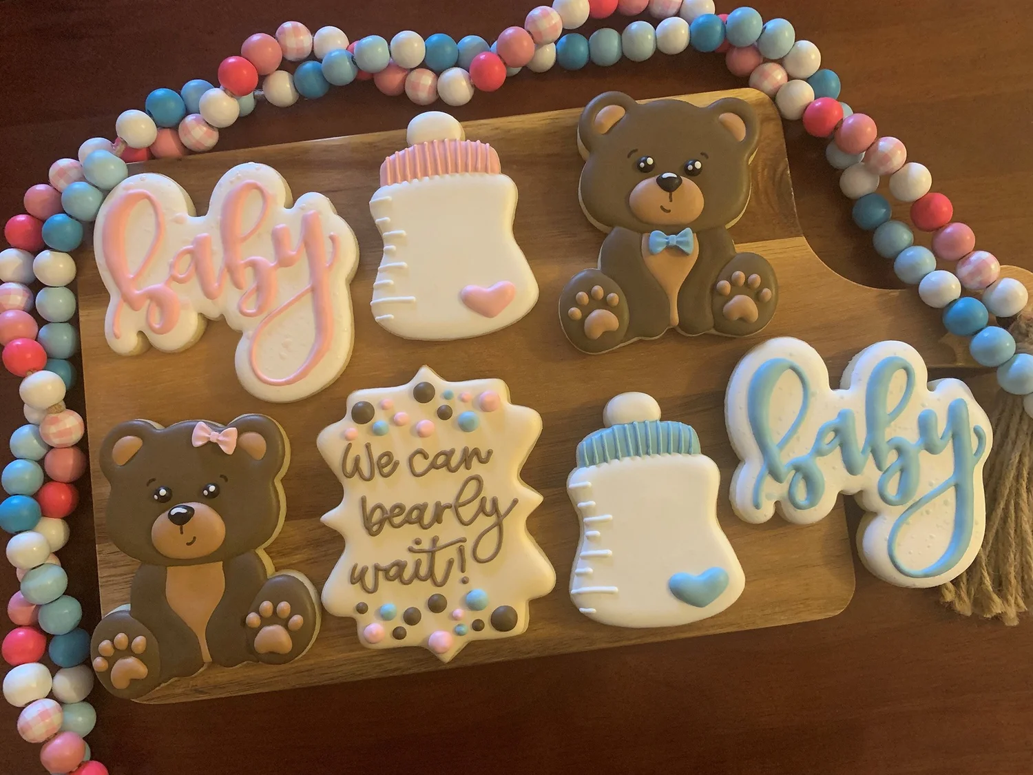 We can bearly wait!' (Blue and Pink) Baby Shower or Gender Reveal - 16 Sugar Cookies — Live.Love.Bake Cookies by Sallie