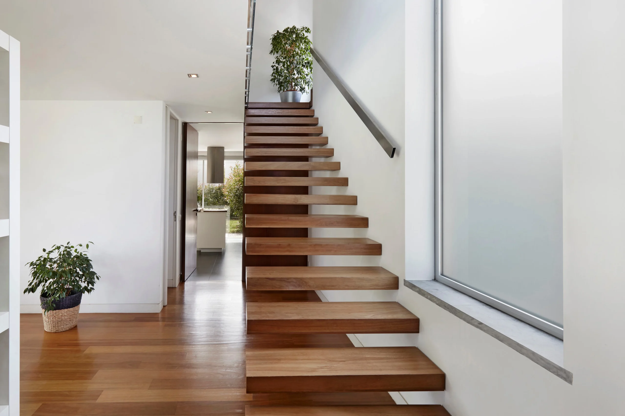 Wood Floating Staircase in West Palm Beach, FL | Luxury Staircase Railings