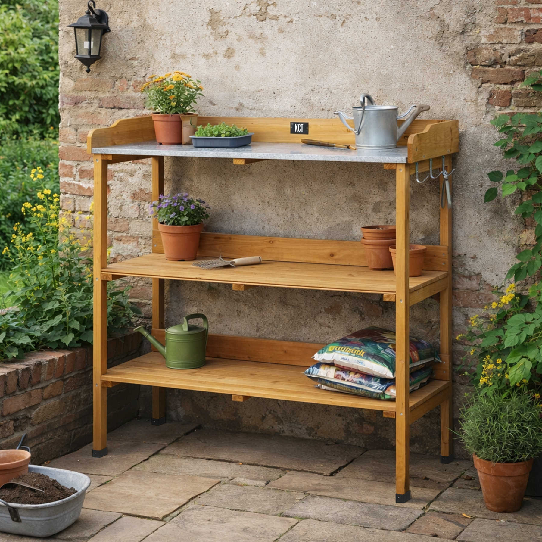 Wooden Potting Forest Potting Bench DIY Potting Bench With Sink Shelves