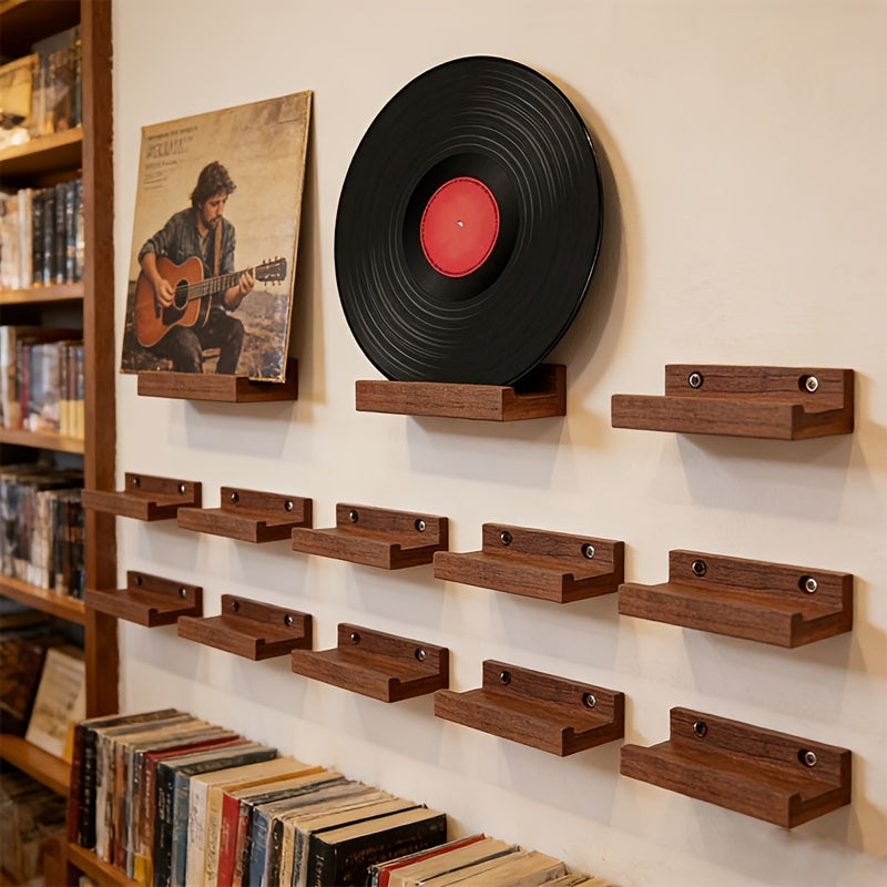 12 Pack Wood Record Display Shelves | Wall-Mounted Holders for Vinyl Albums & Records - Perfect for Vinyl Collectors' Spaces, Home Bars & Bedroom Decor - Stylish Storage for Music Lovers – INNER OUT