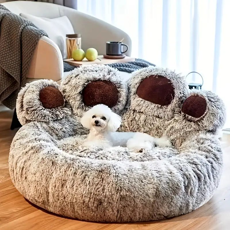 1pc *-Shaped Plush Pet Bed, Plush Cat Bed with Non-Slip * Cozy Warm Cat & Dog Bed for Small Pets, Cute Animal-Themed Home Decor * Design