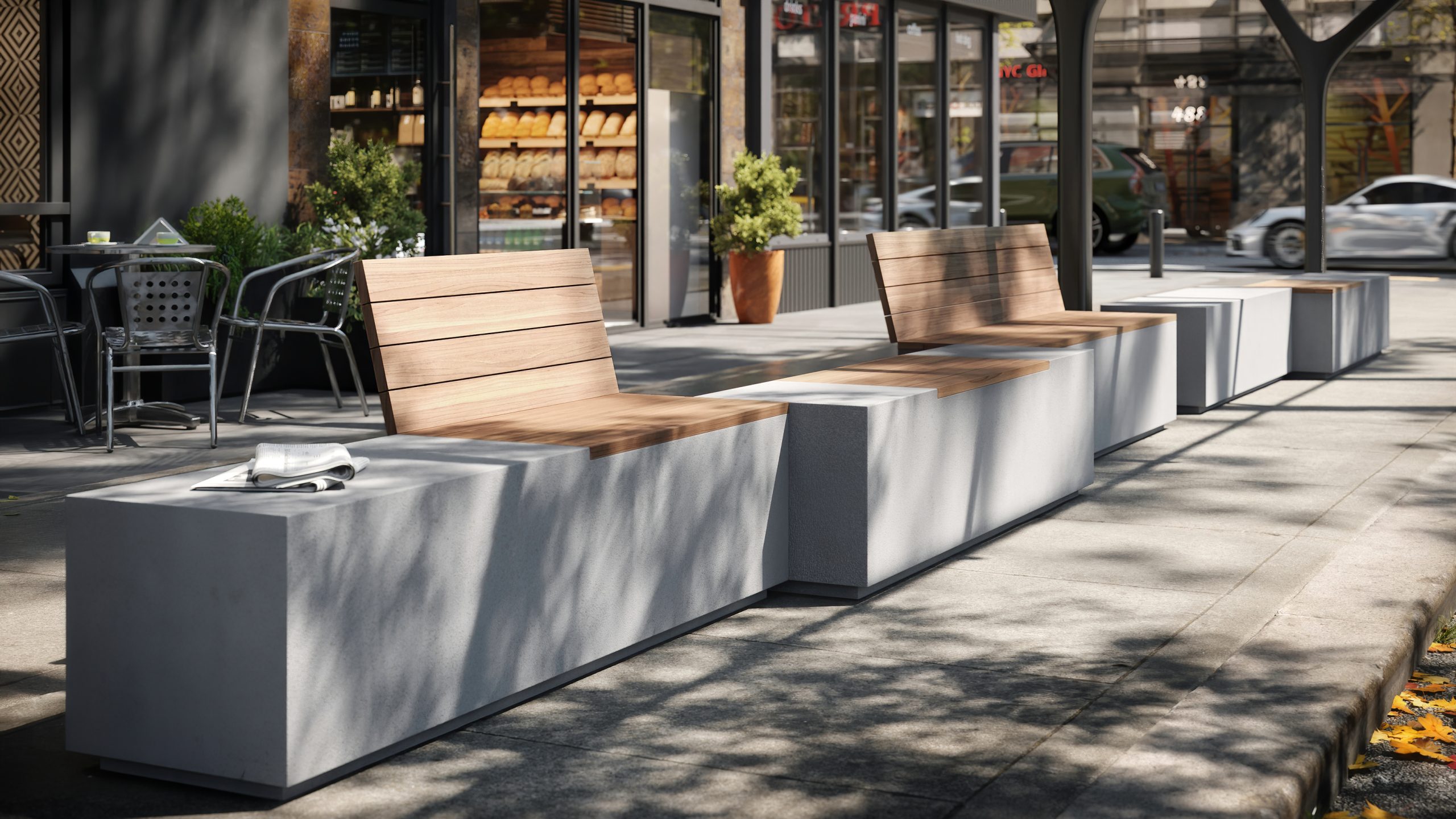 Block Bench with Wood Bench – Hart Concrete Design