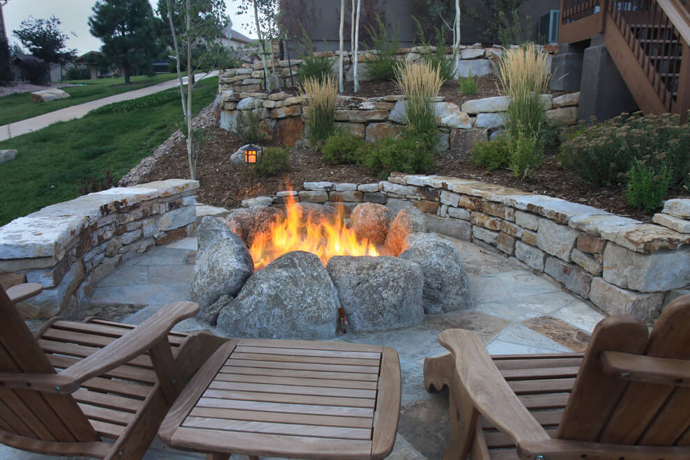 Boulder Natural Stone Propane Fire Pit Masonry Fire Pits Long Island State Material Mason Supply