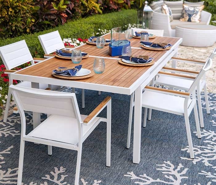 Chairs White Metal Outdoor Dining Table Cori Modern Patio Dining White