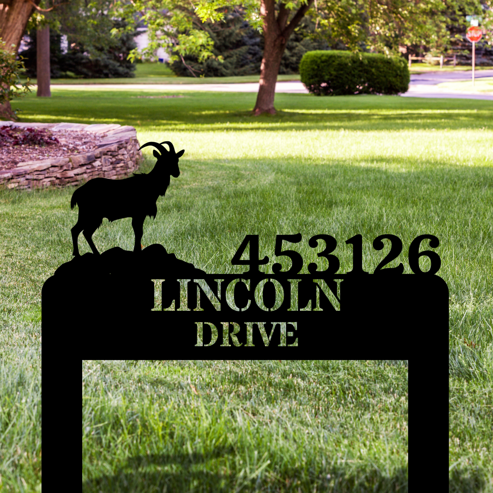 Custom Goat Metal Address Stake, Personalize Garden Stake, Rustic Hous – Family Gear Collections