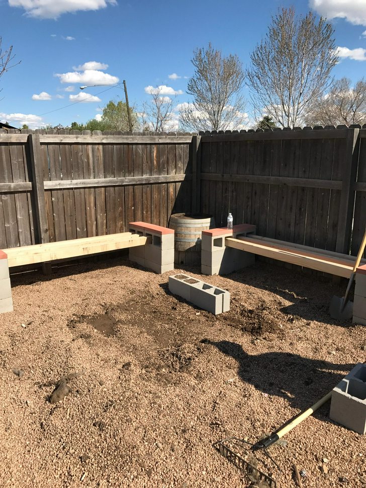 DIY cinder block firepit and benches - DIY post - Imgur
