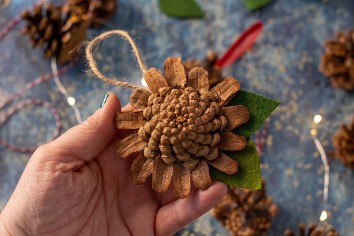 Easy and Charming Pinecone Flower Christmas Ornaments