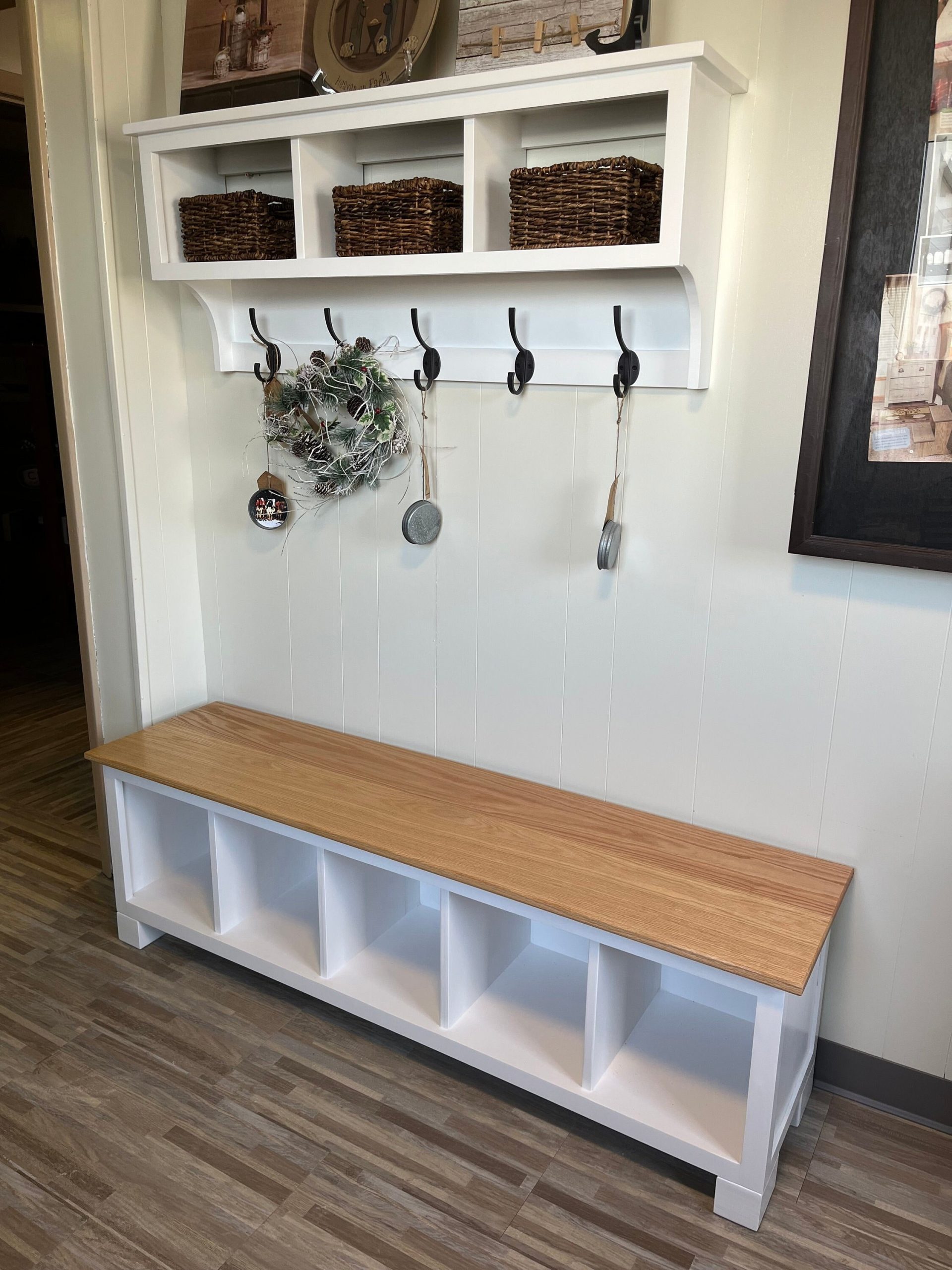 Entry Bench Small Entryway Bench With Shoe Storage Oak Top Entryway Bench: Pine Base Shoe Storage Cubbies