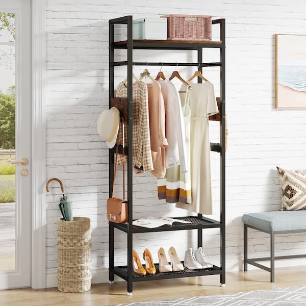 Entryway Coat Coat Rack With Shelves Modern And Rustic Entryway Coat Rack 34 Inches/5 Hooks,
