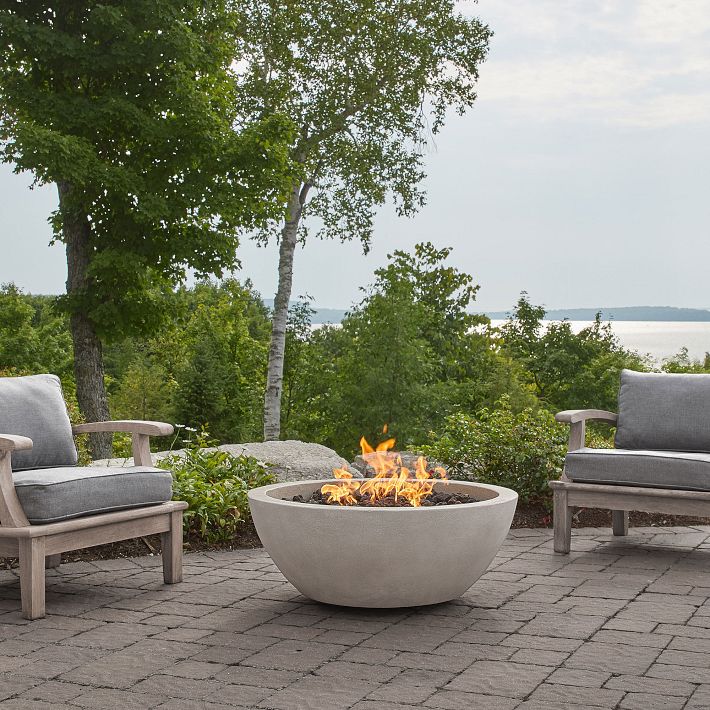 Firepit Circular Seating Outdoor Outdoor Maryam Concrete Round Fire Pit Bowl, Propane, Gray/Fog, 42', West Elm