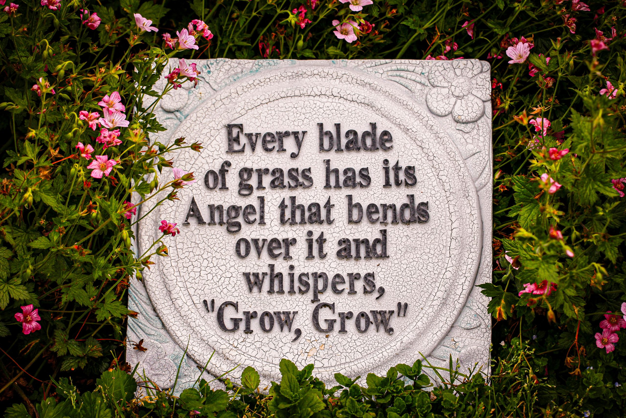 Garden plaque with quote