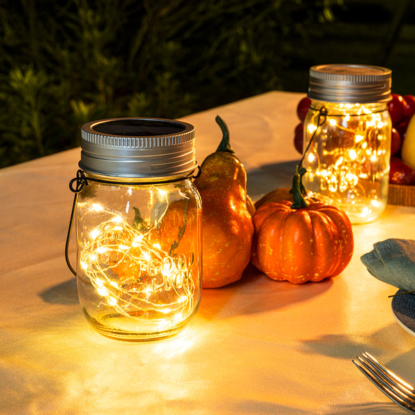 Gigalumi Solar Mason Jar Lights Set (6&8&12 Pack) Metal Lids / Set of 8
