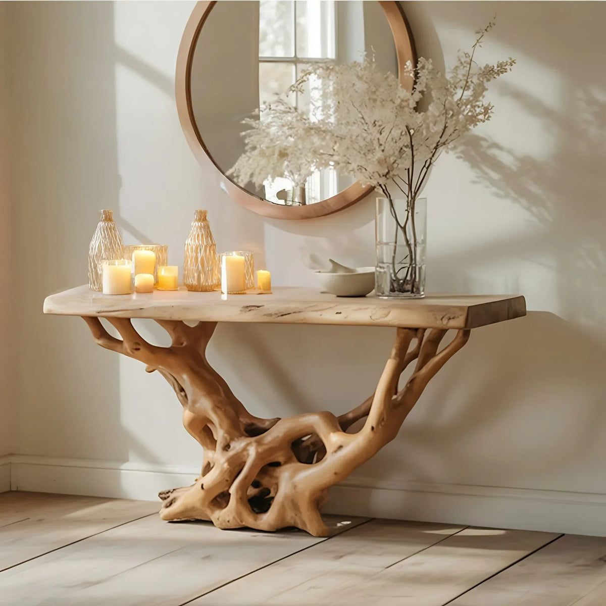 Handmade Live Edge Console Table – Rustic Farmhouse Narrow Entryway Wood - 40'W x 12'D x 30'H